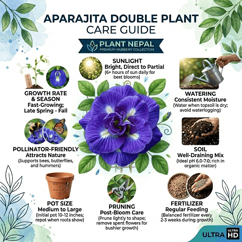 Aparajita Double Plant - seasonal care